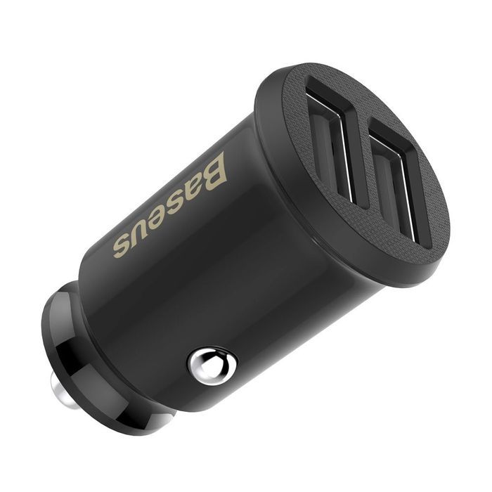 Baseus Grain Car Charger mini ładowarka samochodowa 2x USB 3.1A czarny