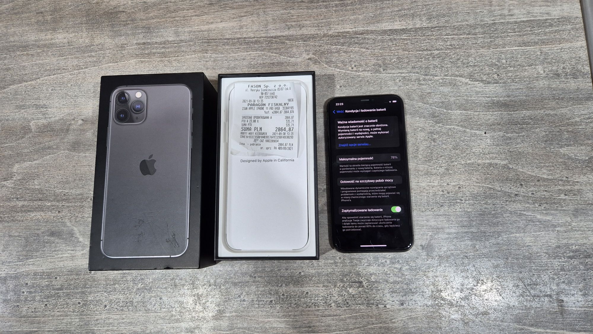 iPhone 11 Pro 64GB Space Grey stan idealny!