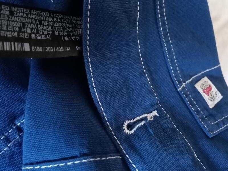 Мужской пиджак зара котоновый жакет куртка с контрастной отделкой ZARA