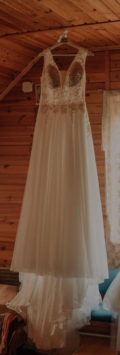 Suknia ślubna 180 cm + gratis etola futerko i szlafrok :)