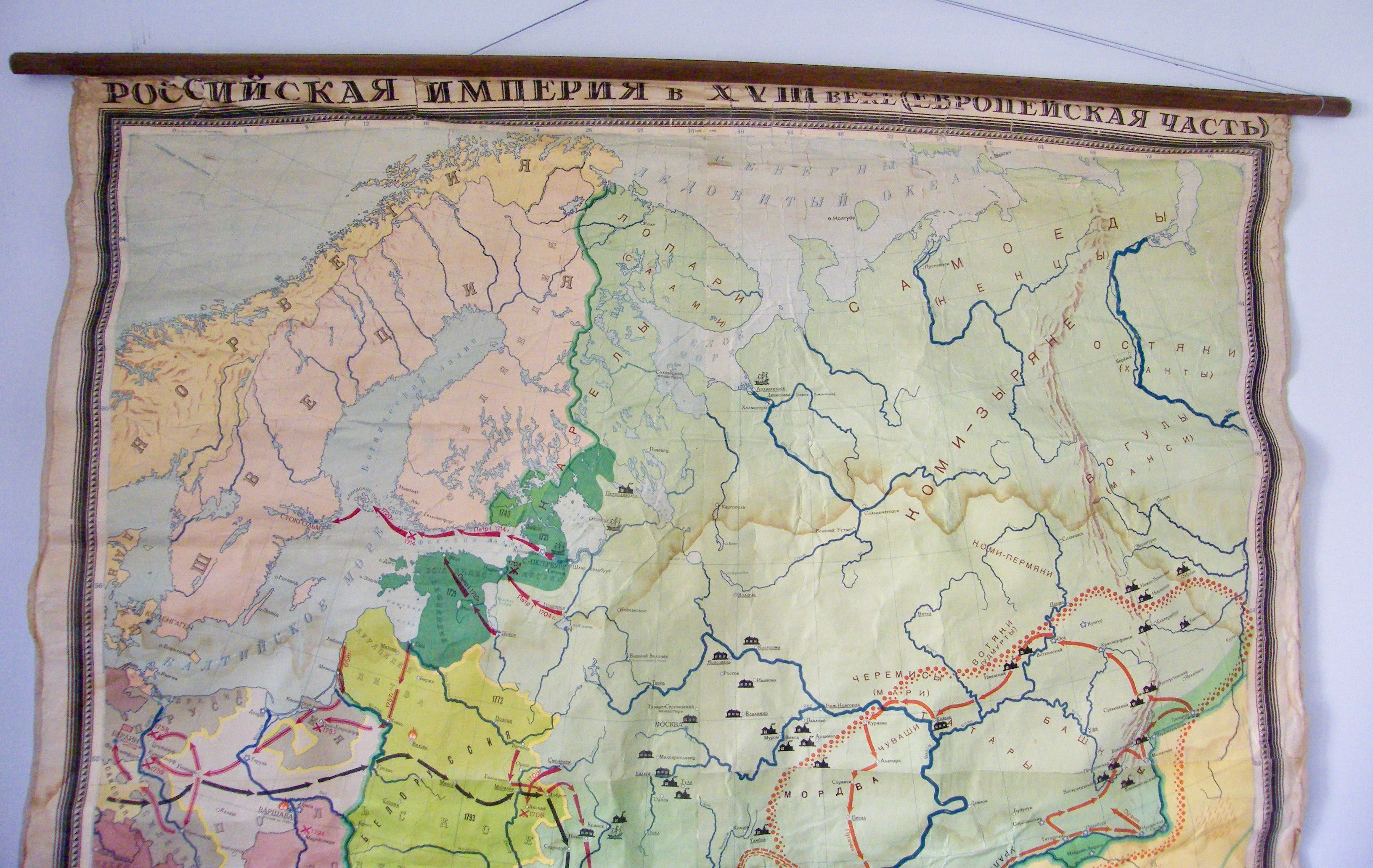 Stara ścienna szkolna mapa historyczna, vintage