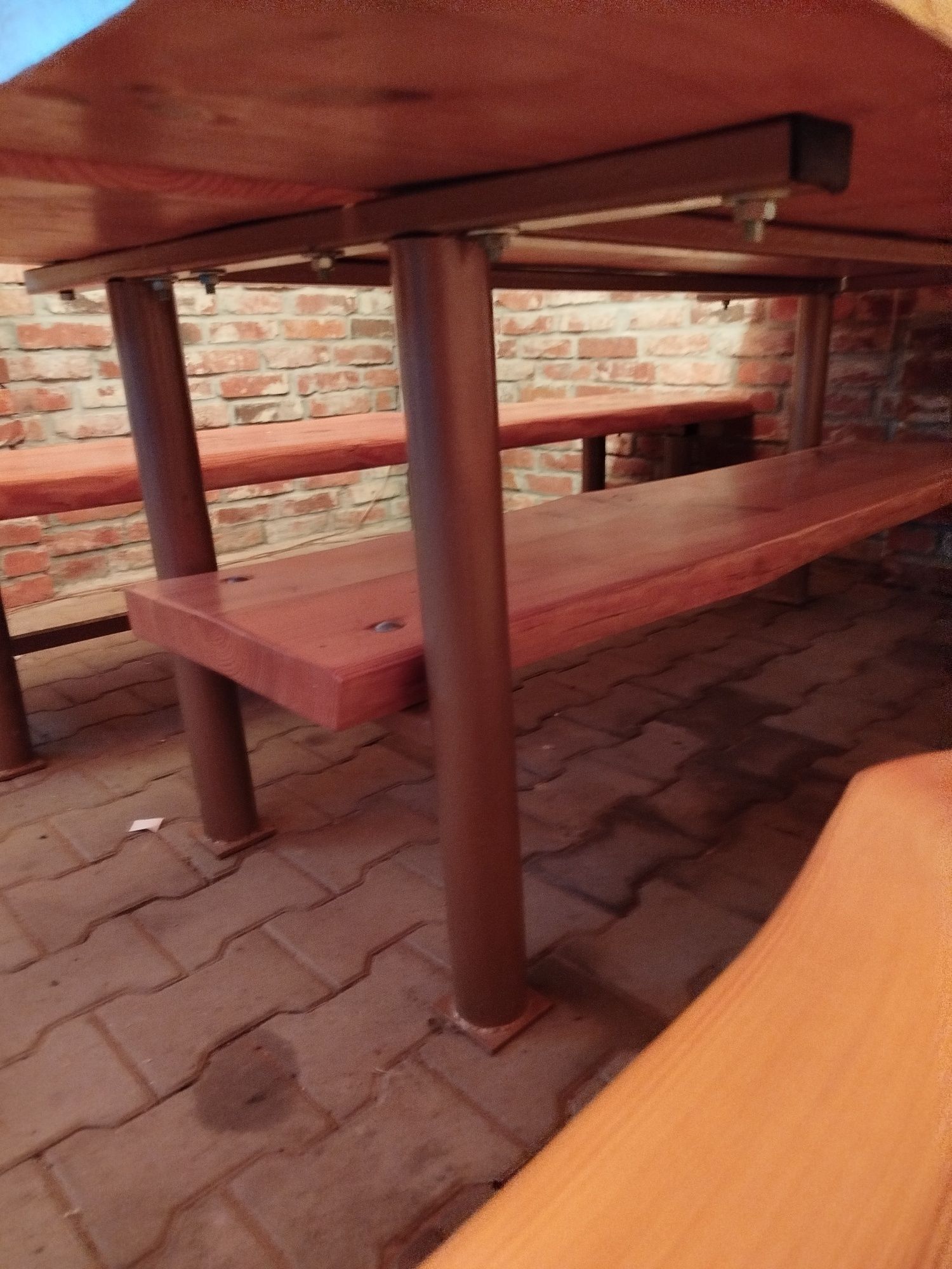 Stół ogrodowy, biwakowy z dwoma ławkami mocny, stabilny