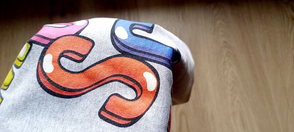 Moschino, rewelacyjna tunika dresowa na krótki rękaw, roz. 128cm