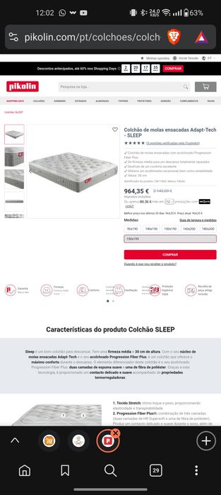 Colchão Pikolin Sleep - 195x150