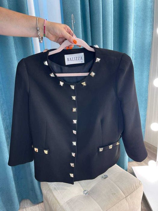 Женский черный пиджак Balizza Л Жіночий піджак чорний Баліза