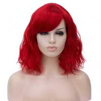 ATAYOU Czerwona peruka włosy kręcone