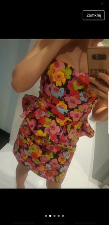 Sukienka tuba multicolor w kwiaty