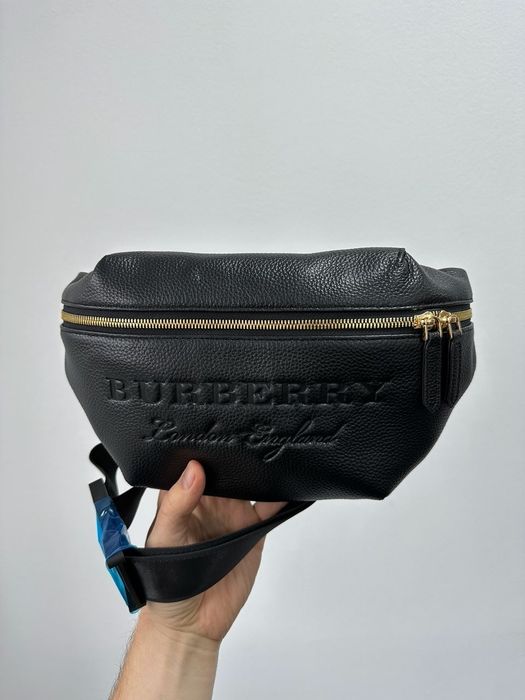 Сумка на пояс Бананка чоловіча Burberry Bum Bag Embossing Leather 30"