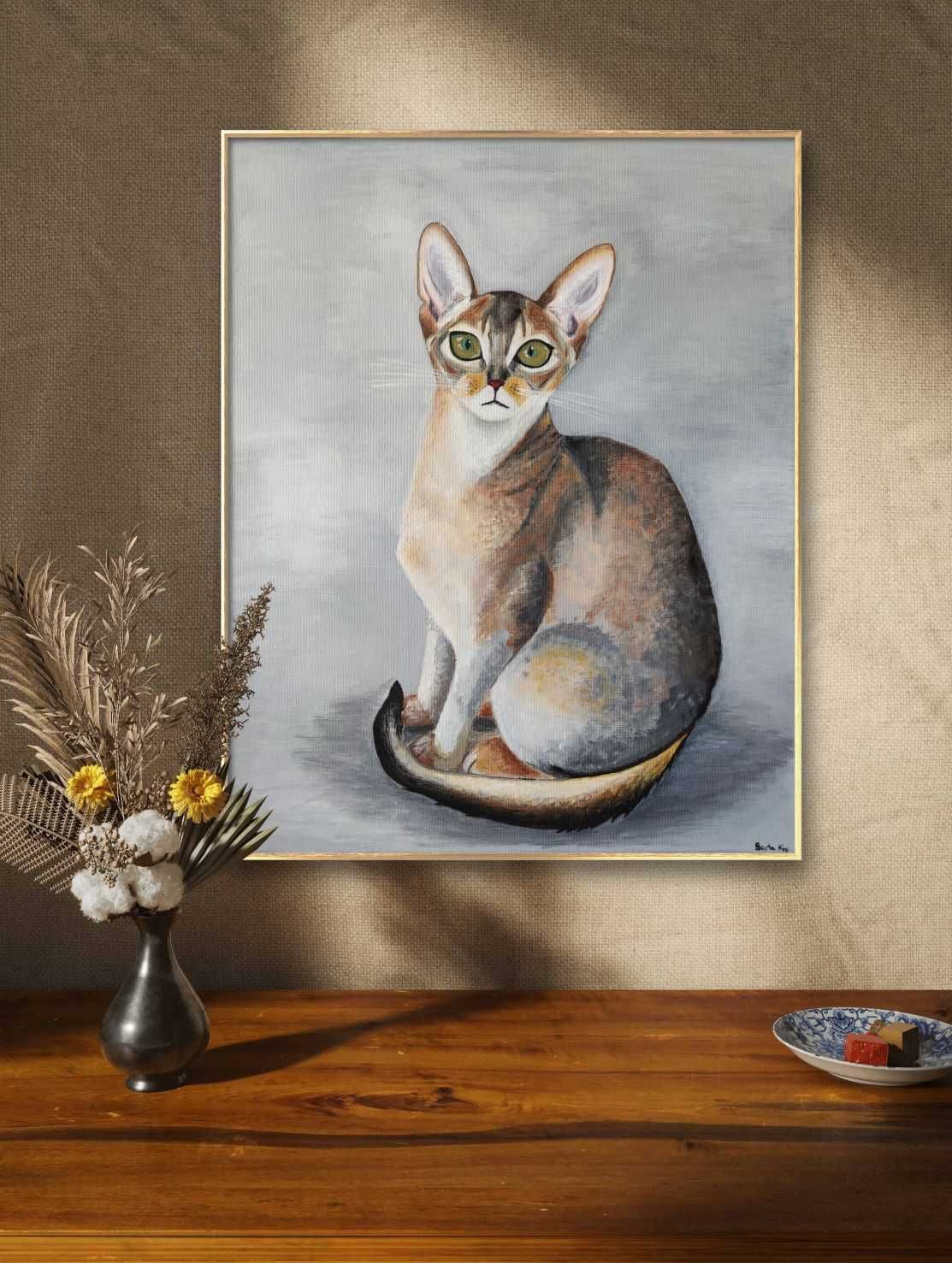Obraz ręcznie malowany 40x50 cm "Kot"