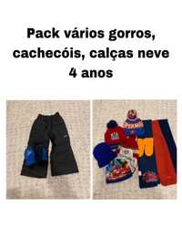 Pack calças neve 4 anos e acessórios