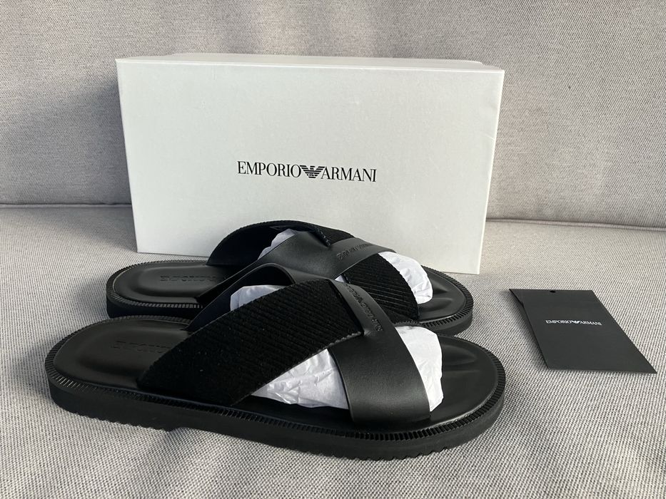 Emporio Armani skorzane meskie klapki Nowe Okazja 46