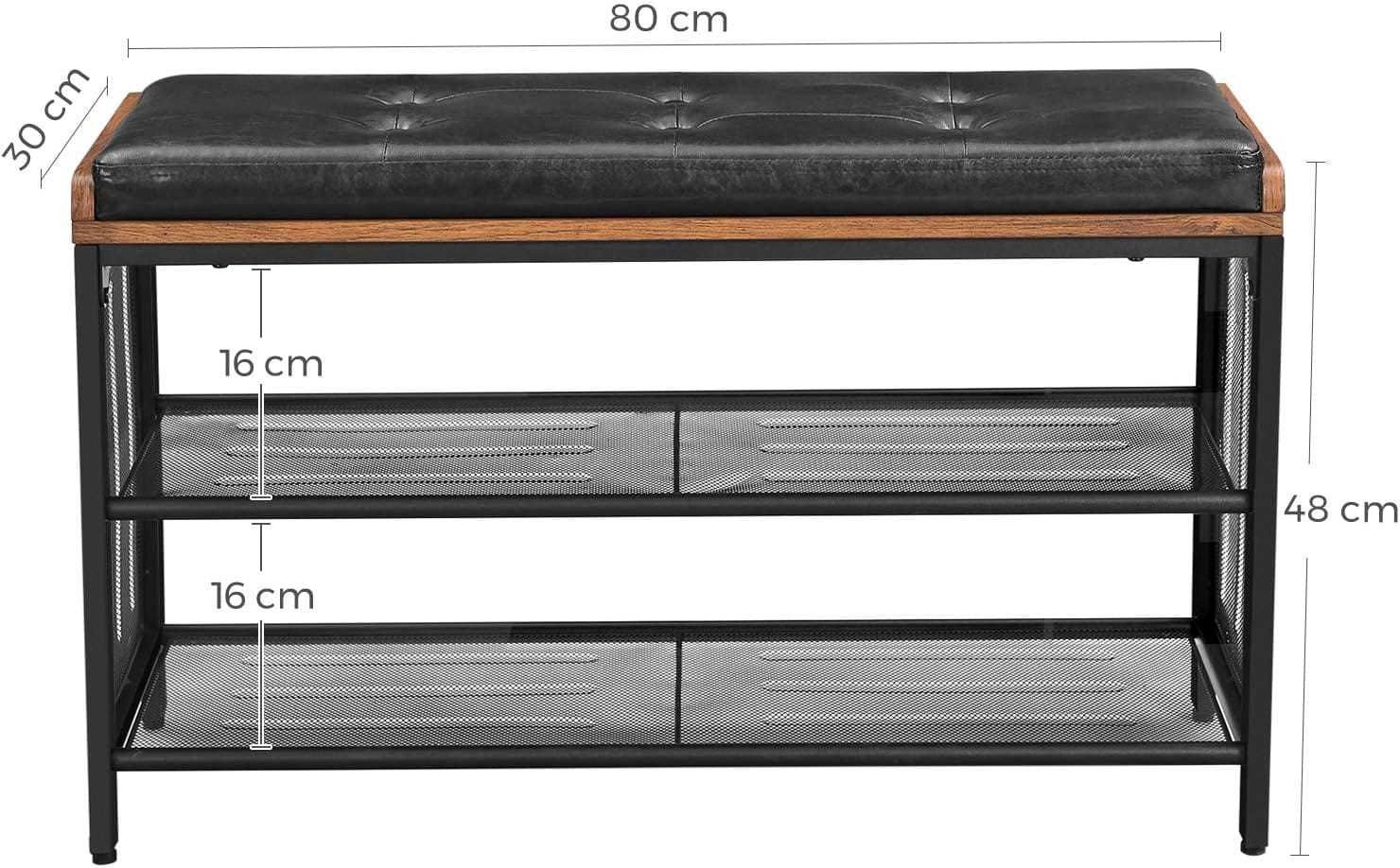 Бенкетка, м'яка лавка, тумба для взуття 80x30x48см полиці