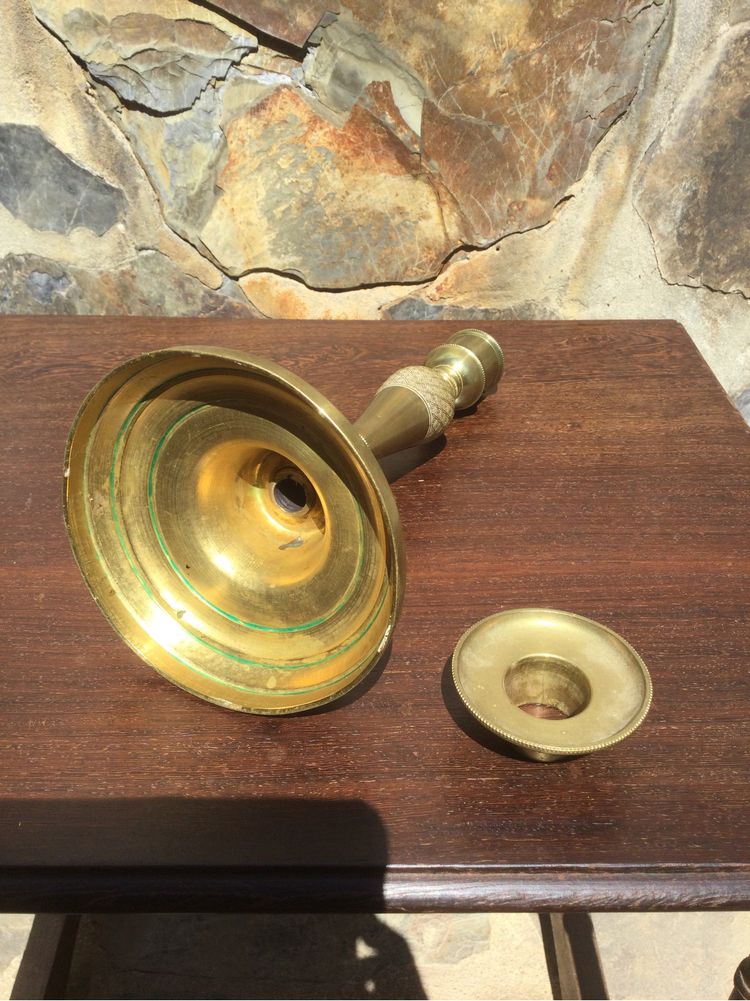 Castiçal Bronze Judaico Séc XX (início) 26 cm