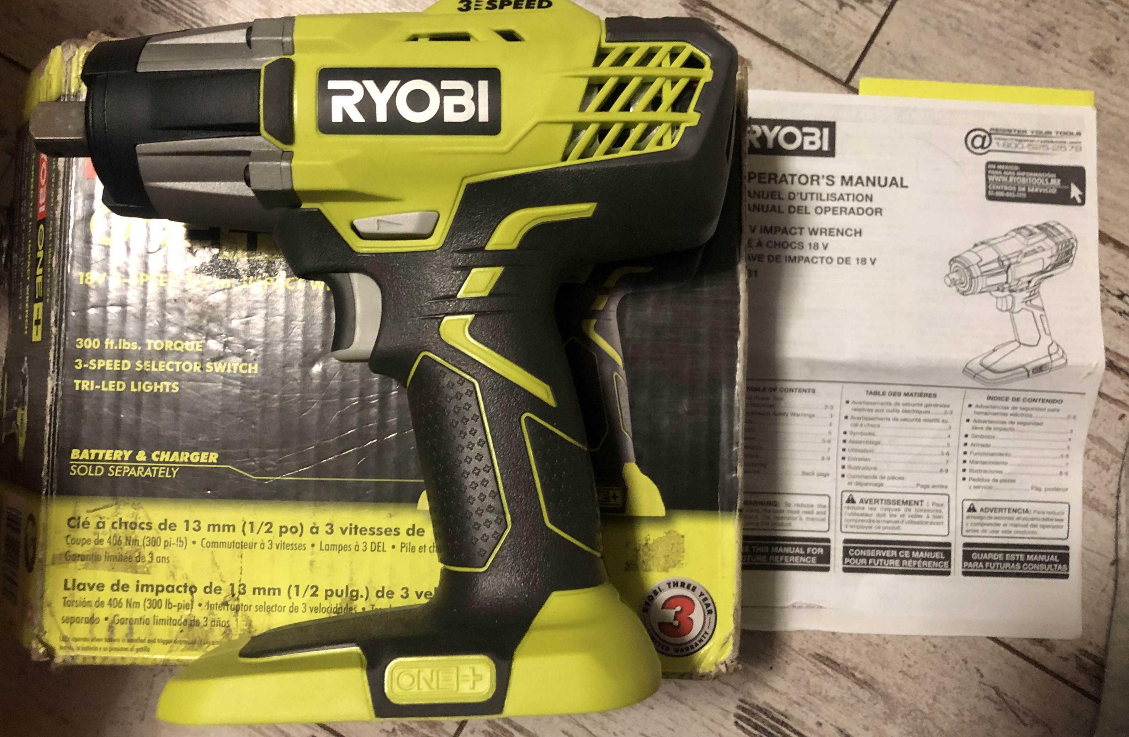 Бездротовий гайковерт Ryobi P261 R18iW3-0 18V One+ 1\2" з США