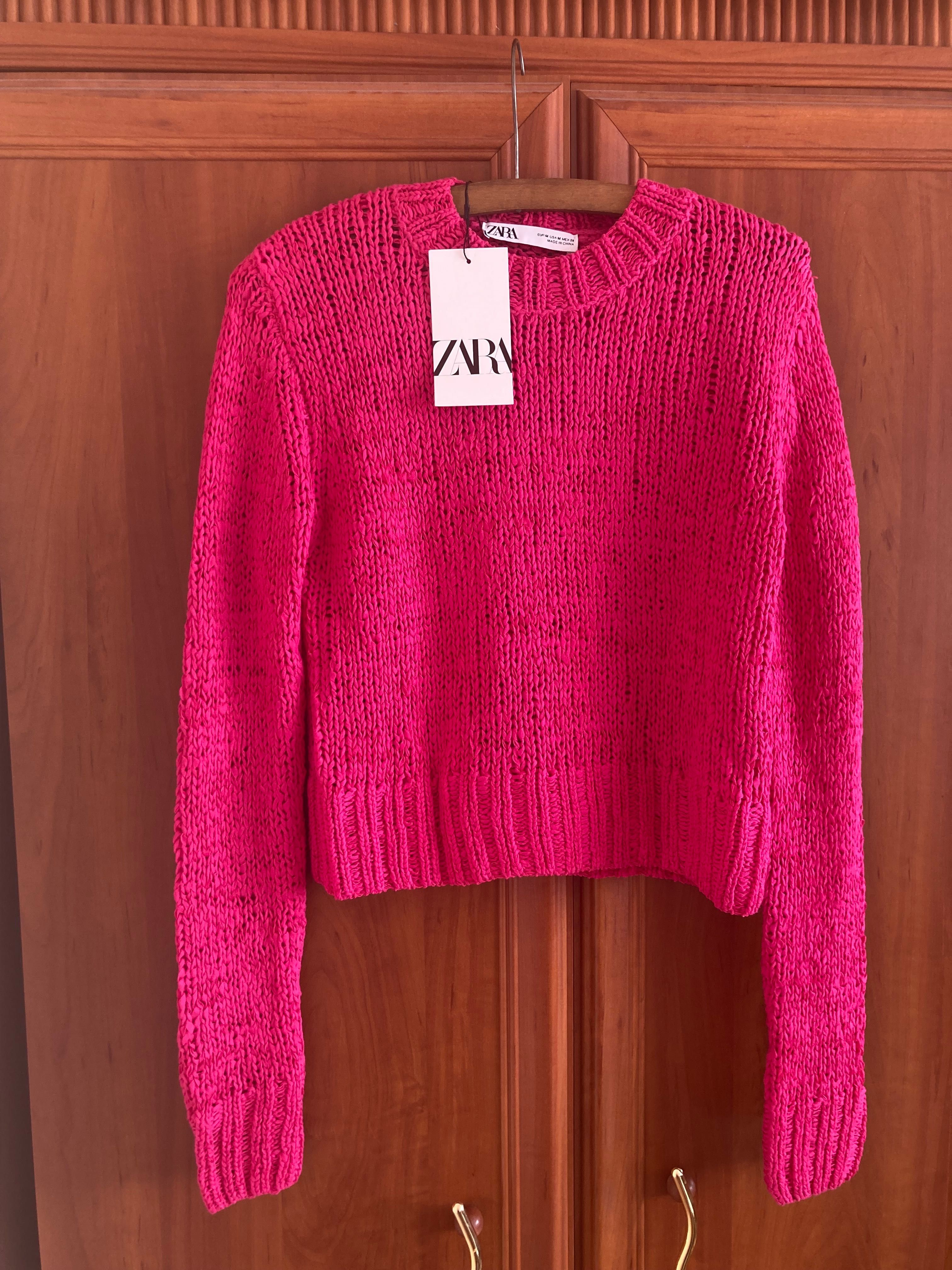 Sweter w neonowy różowym kolorze Zara roz. L