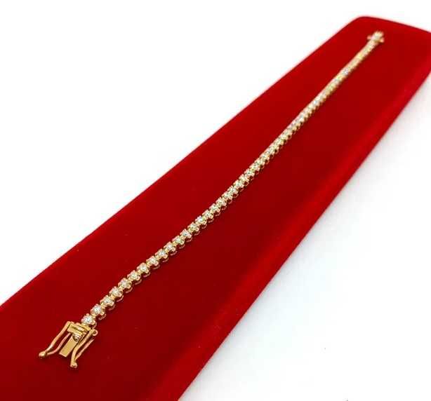 Złota bransoletka tenisówka z diamentami 1,18ct Pr.585 W:5,14gr 18cm