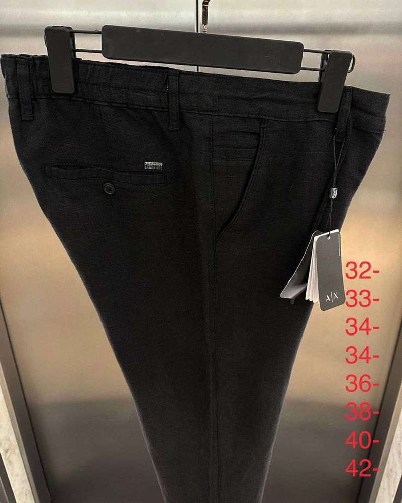 New! Чоловічі льняні брюки Hugo Boss,Armani 32,33,34,36,38,40,42 чорні