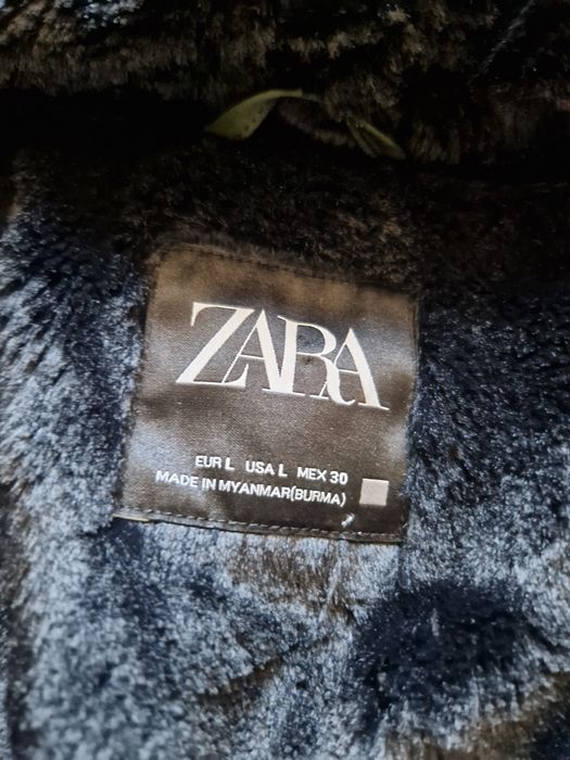 Taliowana kurtka damska zimowa  Zara kaczy puch plus pierze r M-L