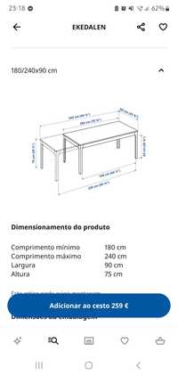 Vendo mesa em carvalho EKEDALEN extensivel