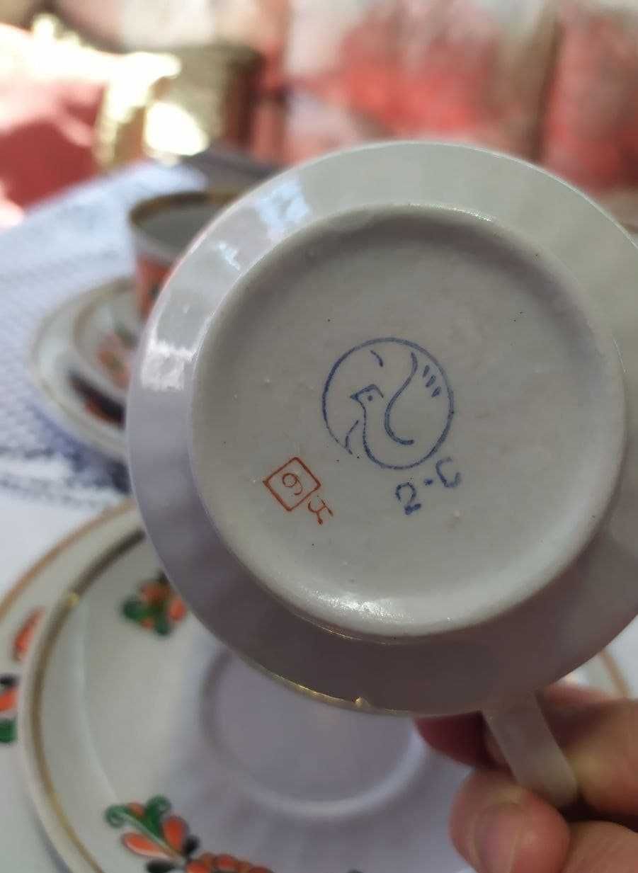 Чайный сервиз трио Тернополь 70г СССР посуда фарфор винтаж бу чашка