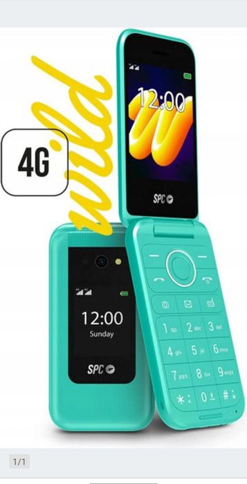 Nowy telefon komórkowy z klapką SPC Wild zielony Dual SIM
