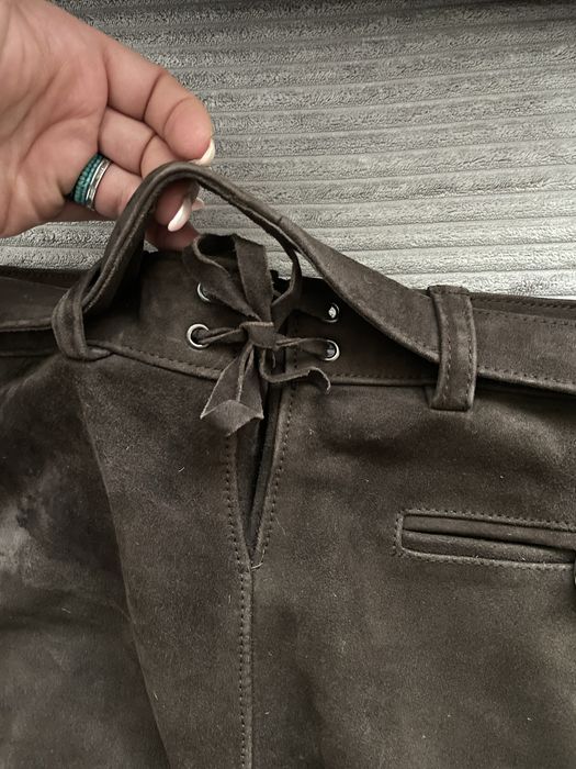 Skórzane spodnie jodlermax skóra zamszowa