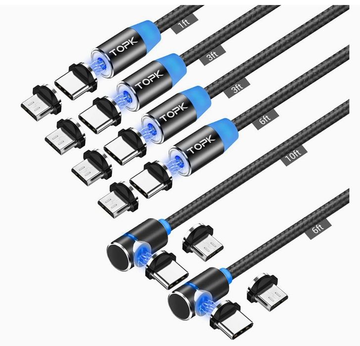 6x kable magnetyczne do ładowania