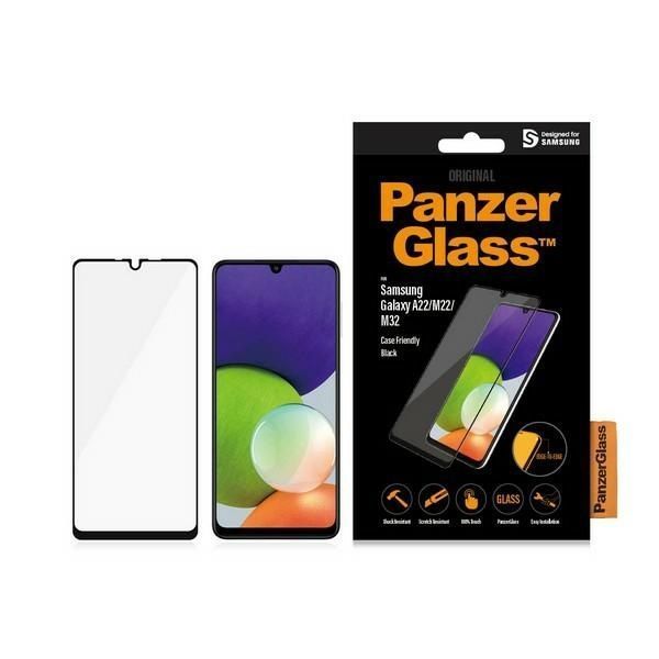 Szkło Hartowane PanzerGlass™  do Samsung A22 - Ochrona, Czarna