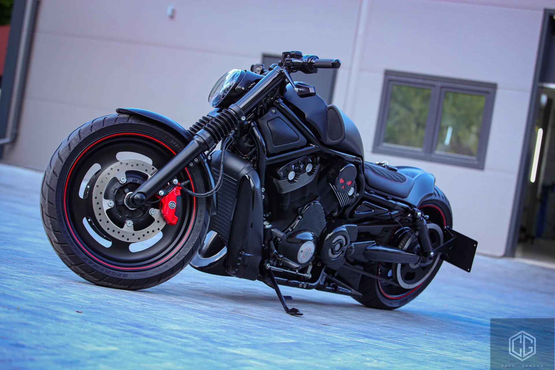 Harley-Davidson V-Rod Night Rod custom AIR RIDE, Led, czarny mat, wydech vans&hines