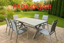 Zestaw Mebli Aluminiowych Ogrodowych Jadalniany Komplet Tarasowy 6 Os.