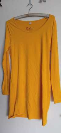 żółta/musztardowa sukienka shirtowa z długim rękawem