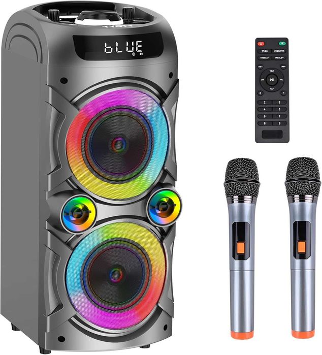 Głośnik Bluetooth TYOTY 100W Pilot 2 Mikrofony Karaoke LED AUX USB