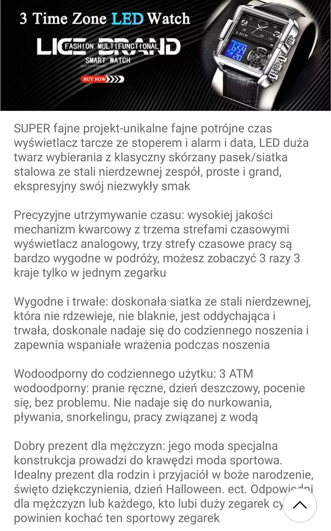 Zegarek męski wodoodporny nowy