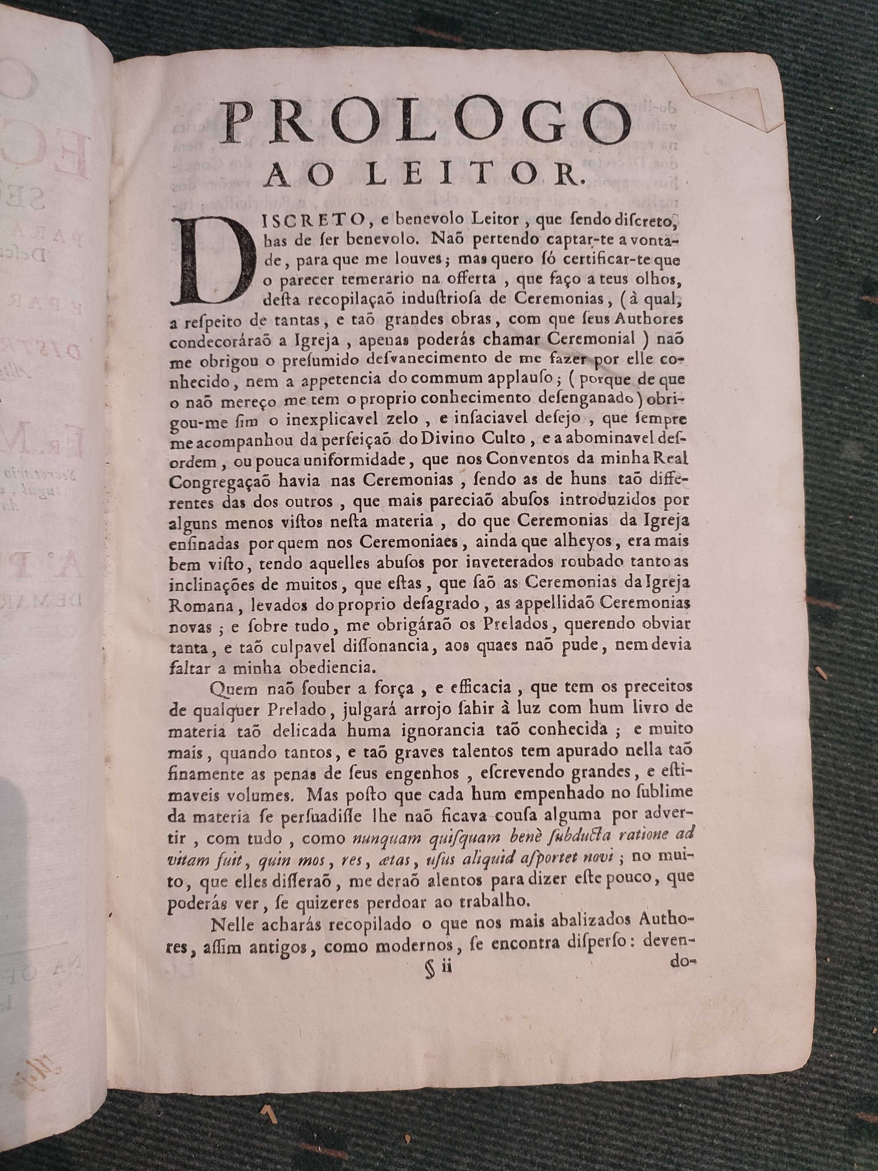 Ceremonial Eclesiástico segundo o Rito Romano - 1743