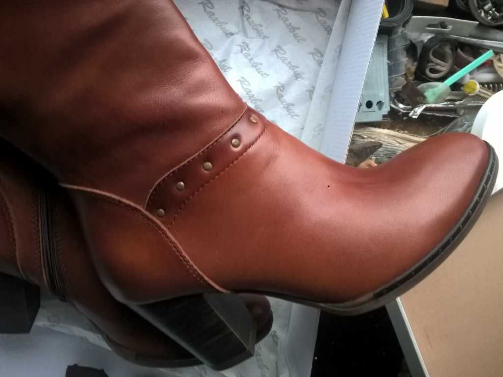 NOWE Buty-Kozaki Kowbojki Damskie38 Natural Skóra100% BRĄZ I-Klasa Gw6