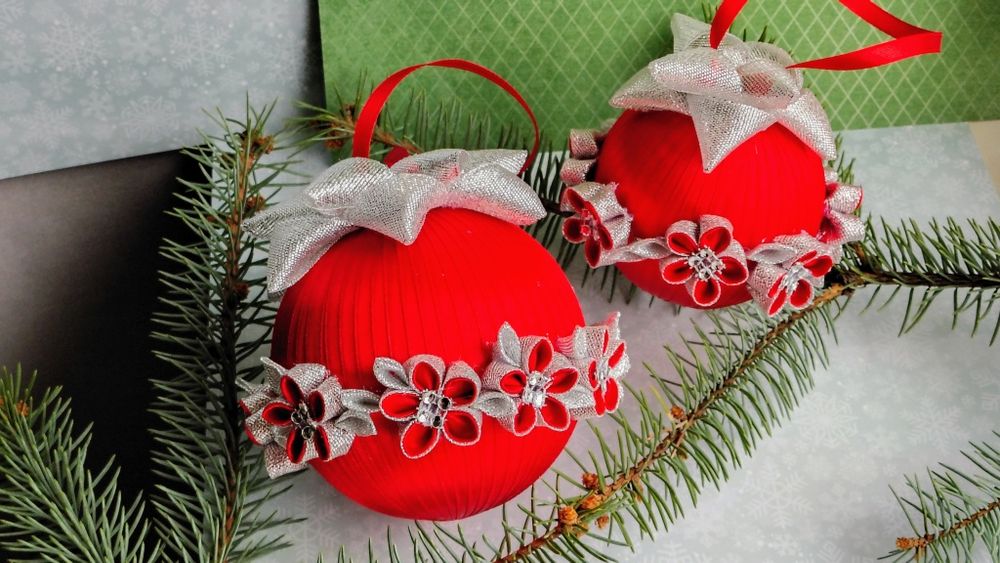 Bombki choinkowe ręcznie dekorowane komplet 3 sztuki