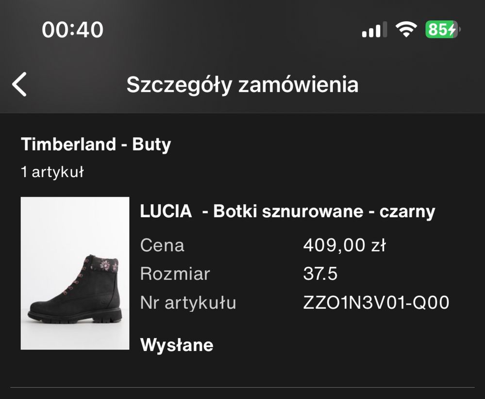 Oryginalne czarne Timberlandy LUCIA 37,5