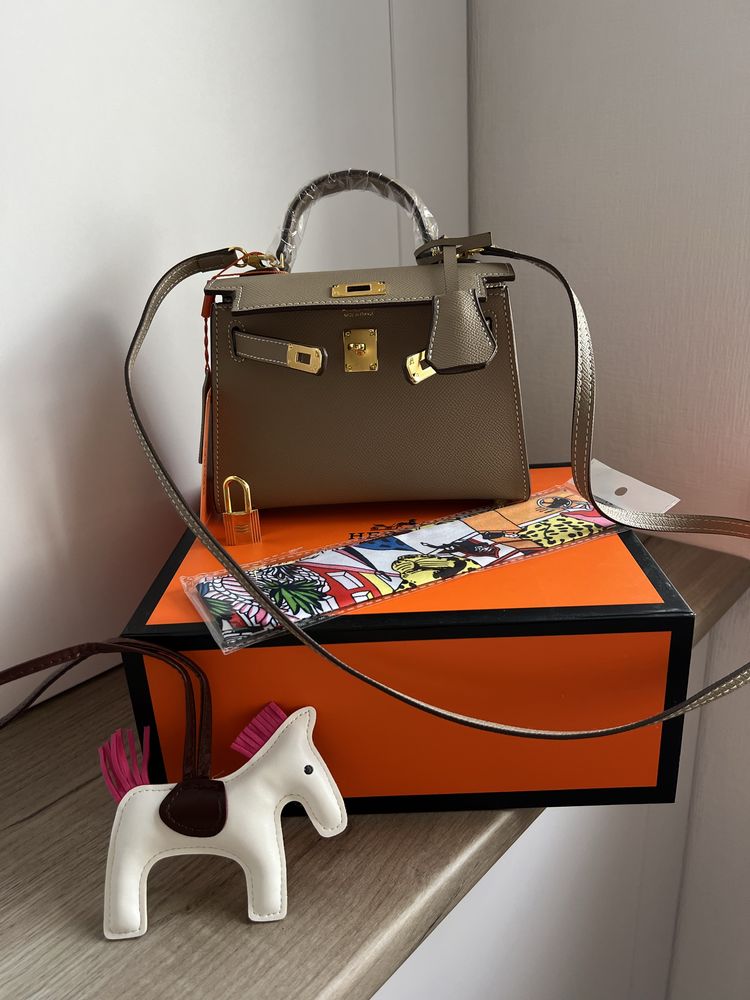 Сумка в стилі Hermes Kelly Mini Beige