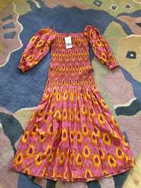 Bawełniana długa sukienka Zara M hiszpanka