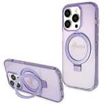 Etui Guess Ring Stand Script Glitter MagSafe na iPhone 15 Pro - fiolet