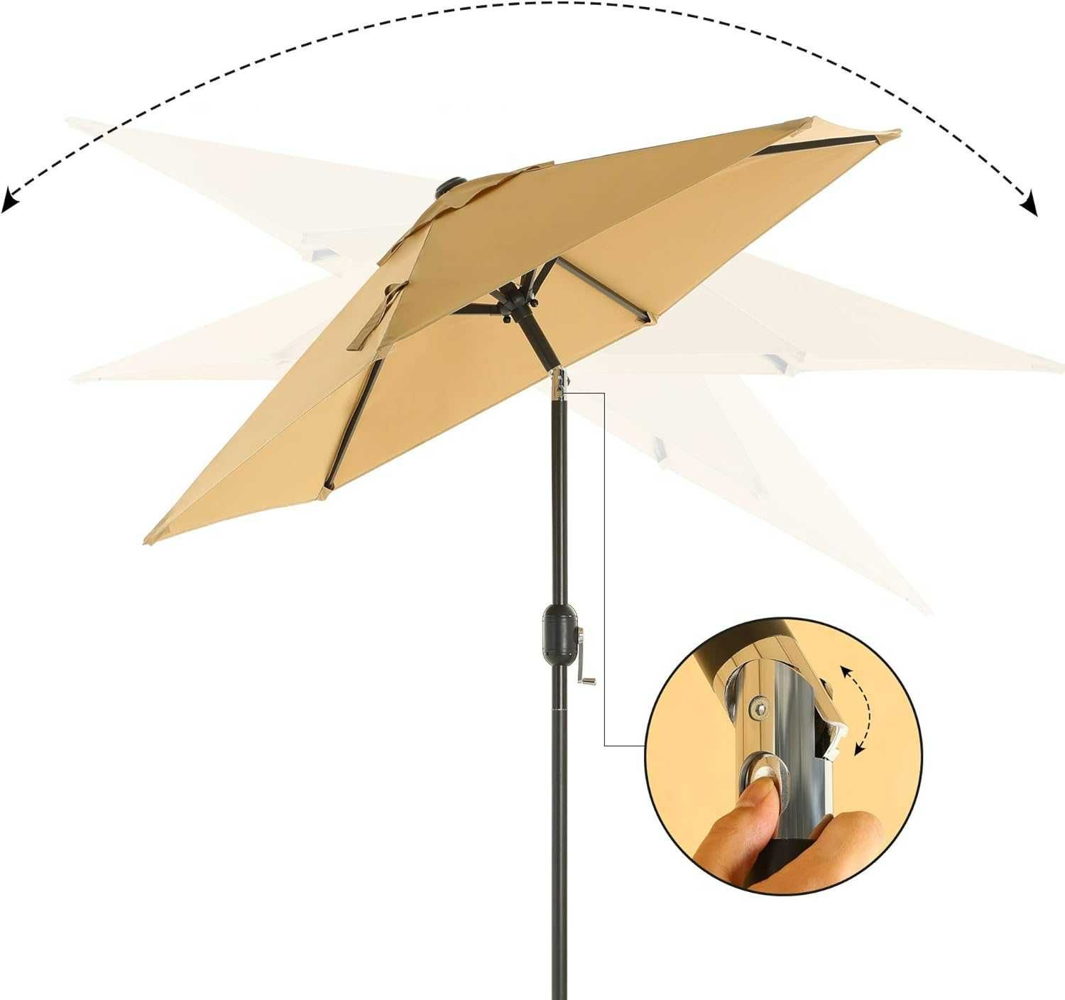 6M16 parasol przeciwsłoneczny ogrodowy 200x230cm  UPF 50+ z korbą