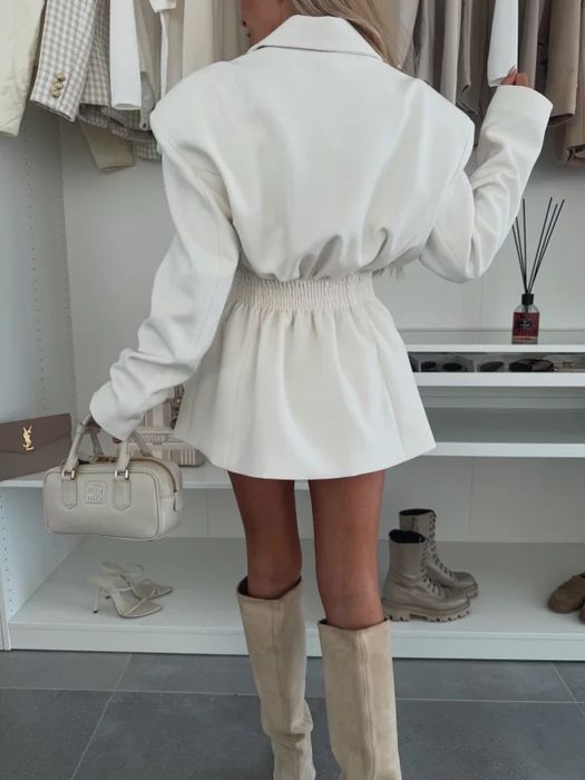 Marynarka dłuższa ecru/biała SLAY Edan