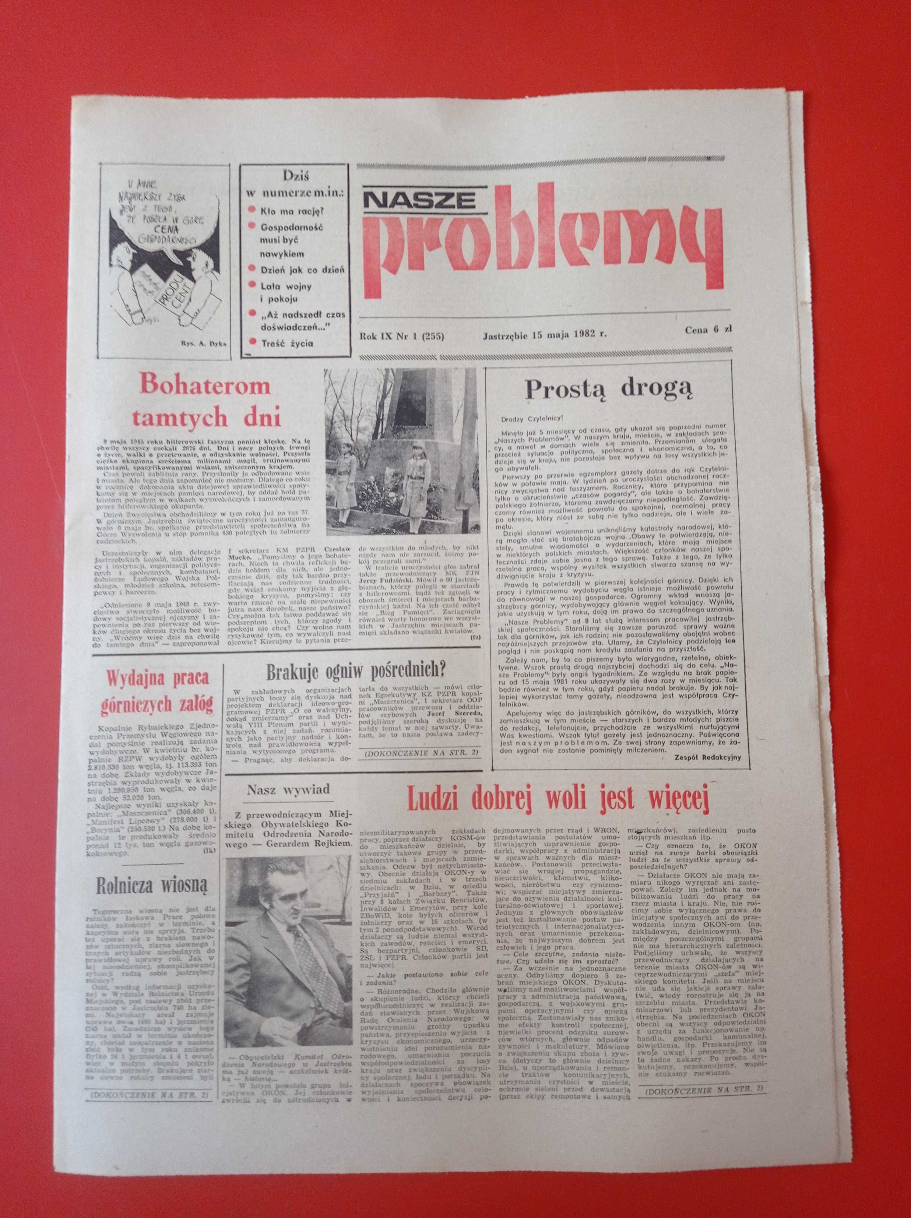 Nasze problemy, Jastrzębie, nr 1, 15 maja 1982