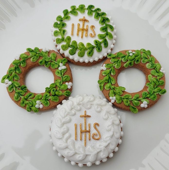 Pierniczki Piernik Komunia Bierzmowanie Wianek IHS  Podziękowanie