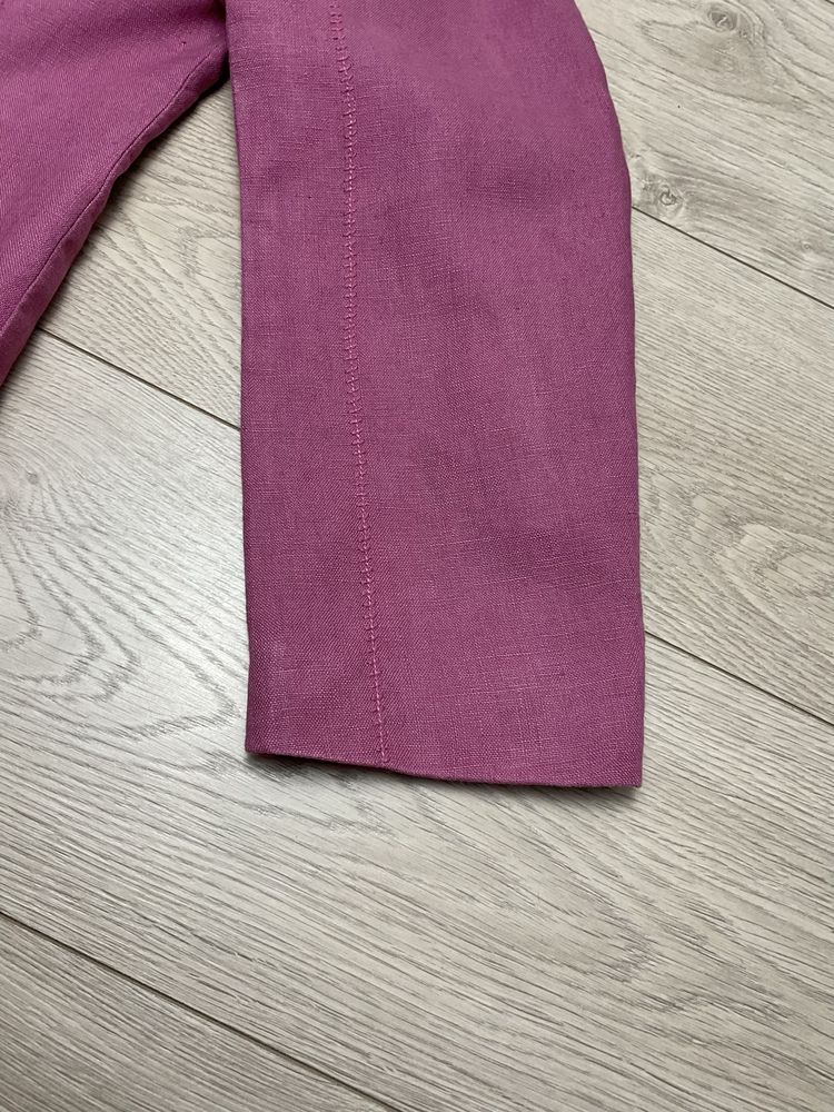M&S lniana krótka marynarka żakiet 100% len 3XL 46 XXXL fuksja elegant