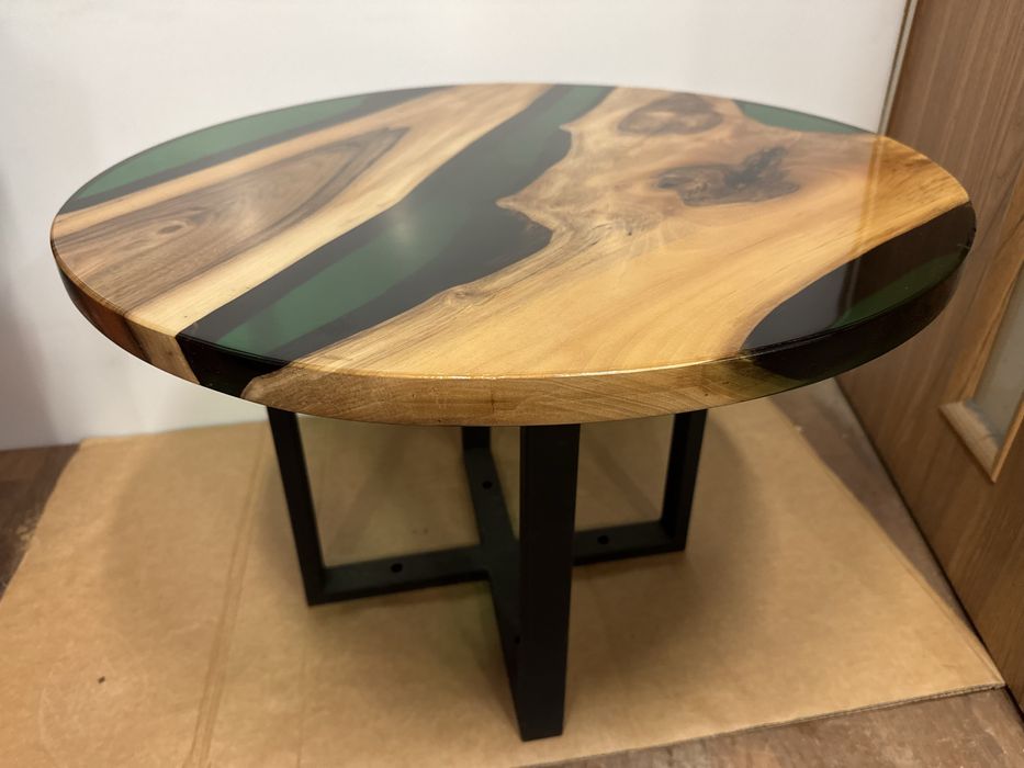 Stolik 70cm kawowy z zywicy epoksydowej