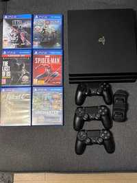 PlayStation 4 Pro + 3 Pady + Ładowarka + 6 gier