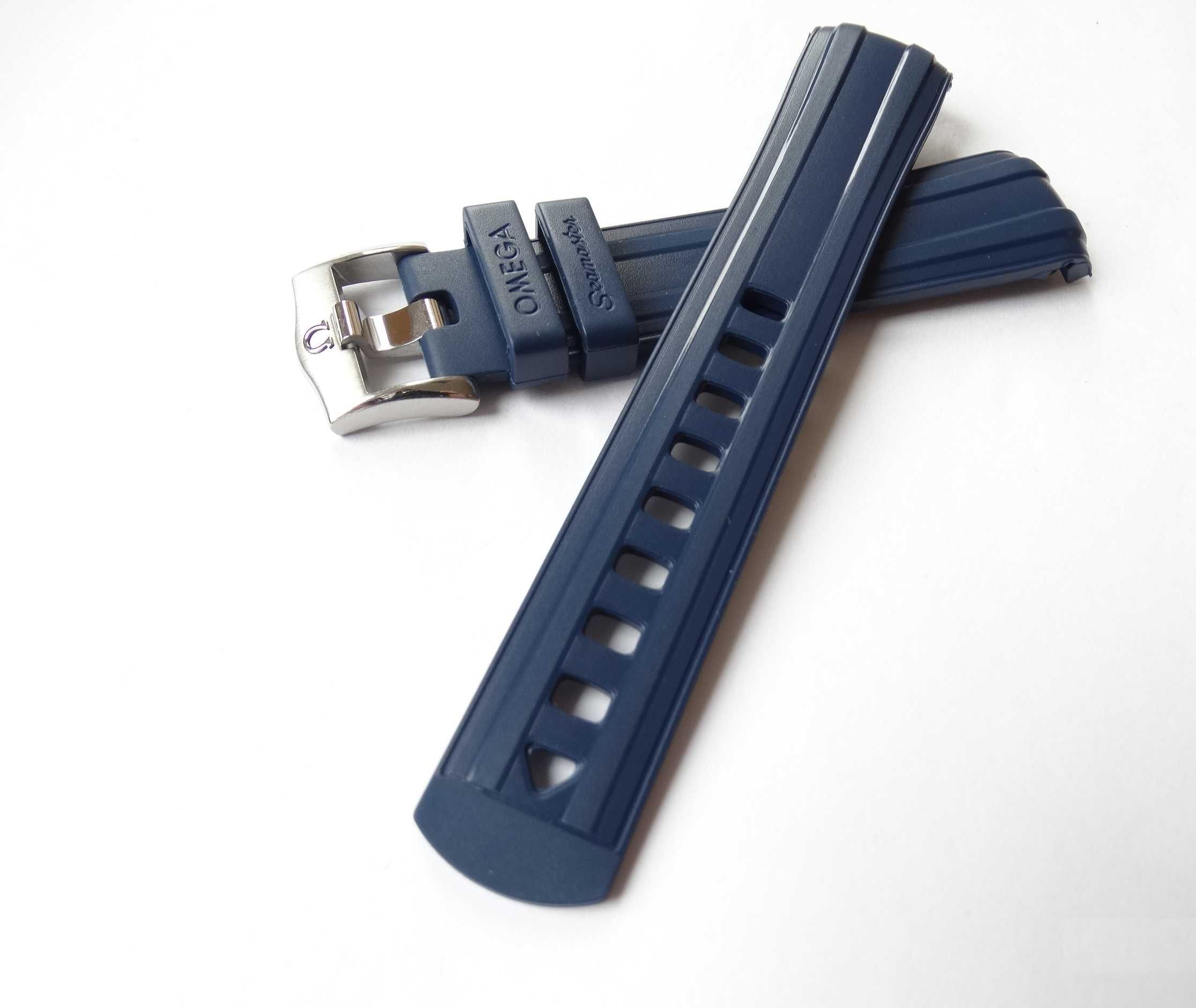 Silikonowy pasek gumowy 20mm do zegarka Omega Seamaster 300 niebieski