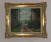 Olejny obraz na płótnie w starej drewnianej ramie