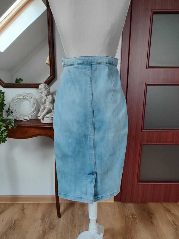 Spódnica dopasowana Sinsay 34 XS jeansowa dżinsowa jeans dżins MIDI